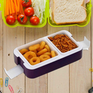 5332 Airtight Lunch Box 2 Compartment Lunch Box Leak Proof Food Grade Material Lunch Box Modern Appearance Compact Lunch Box With Spoon