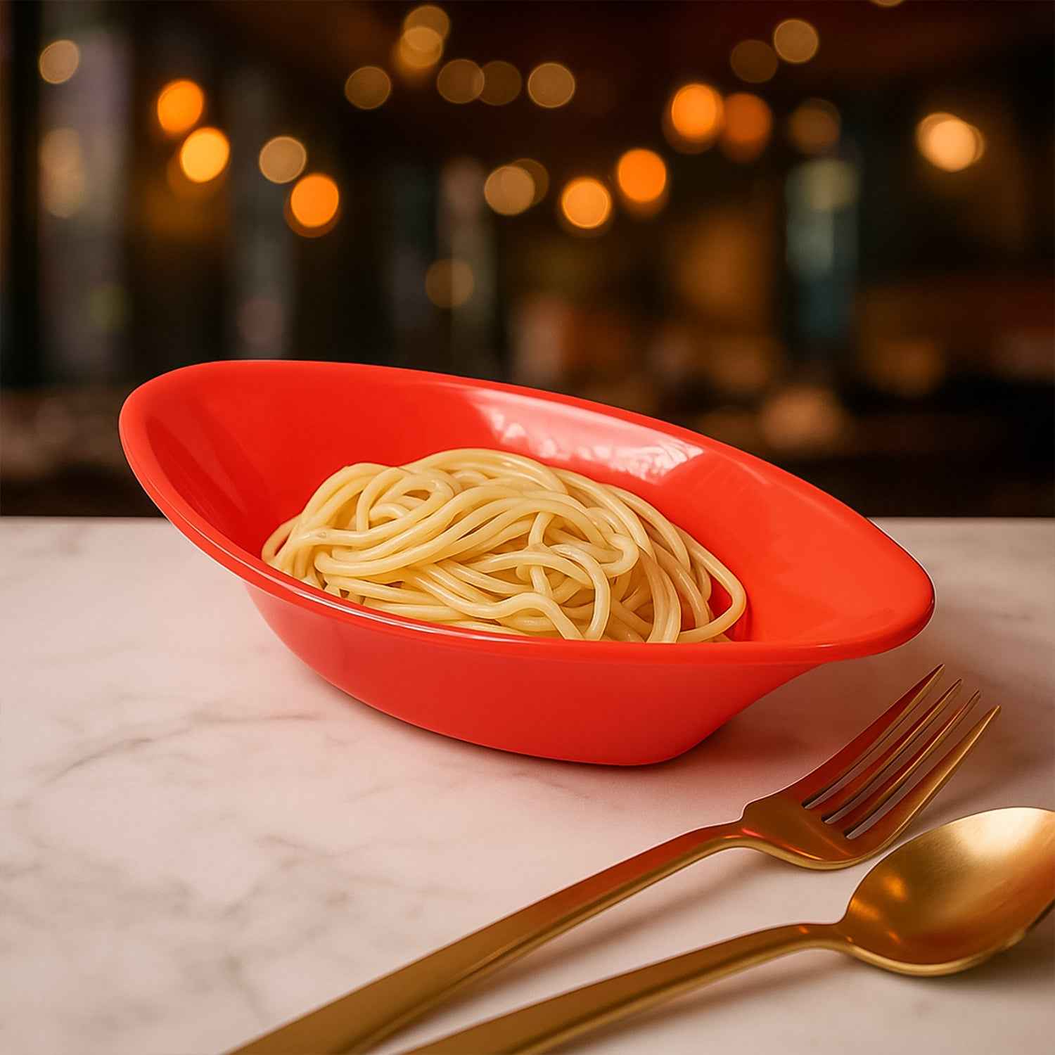 Plastic Marin Serving Bowl Elegant Oval Deep Bowl (1 Pc Red)