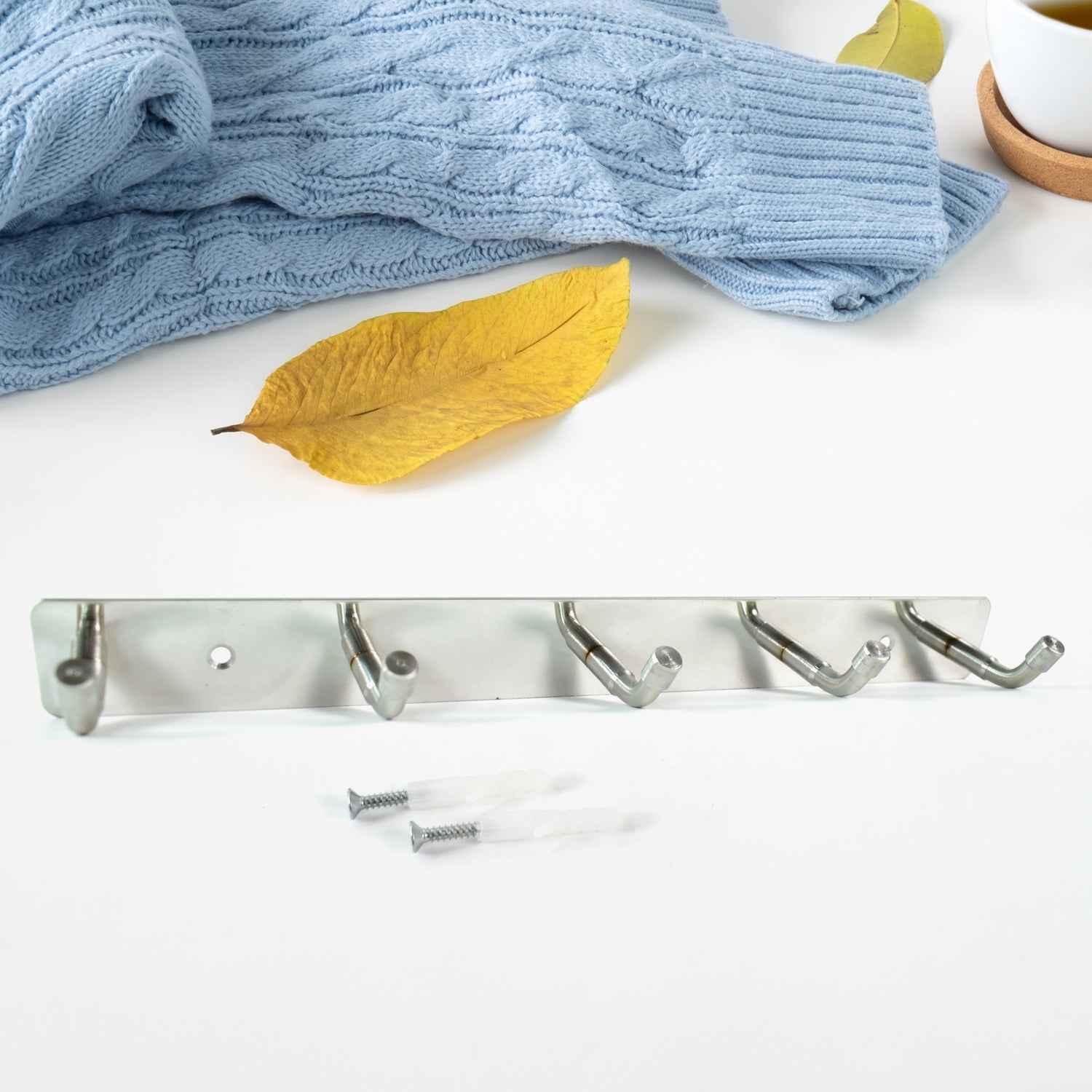 Stainless Steel Wall Mounted Coat 5 Hook Rack (26x3 1 Pc)