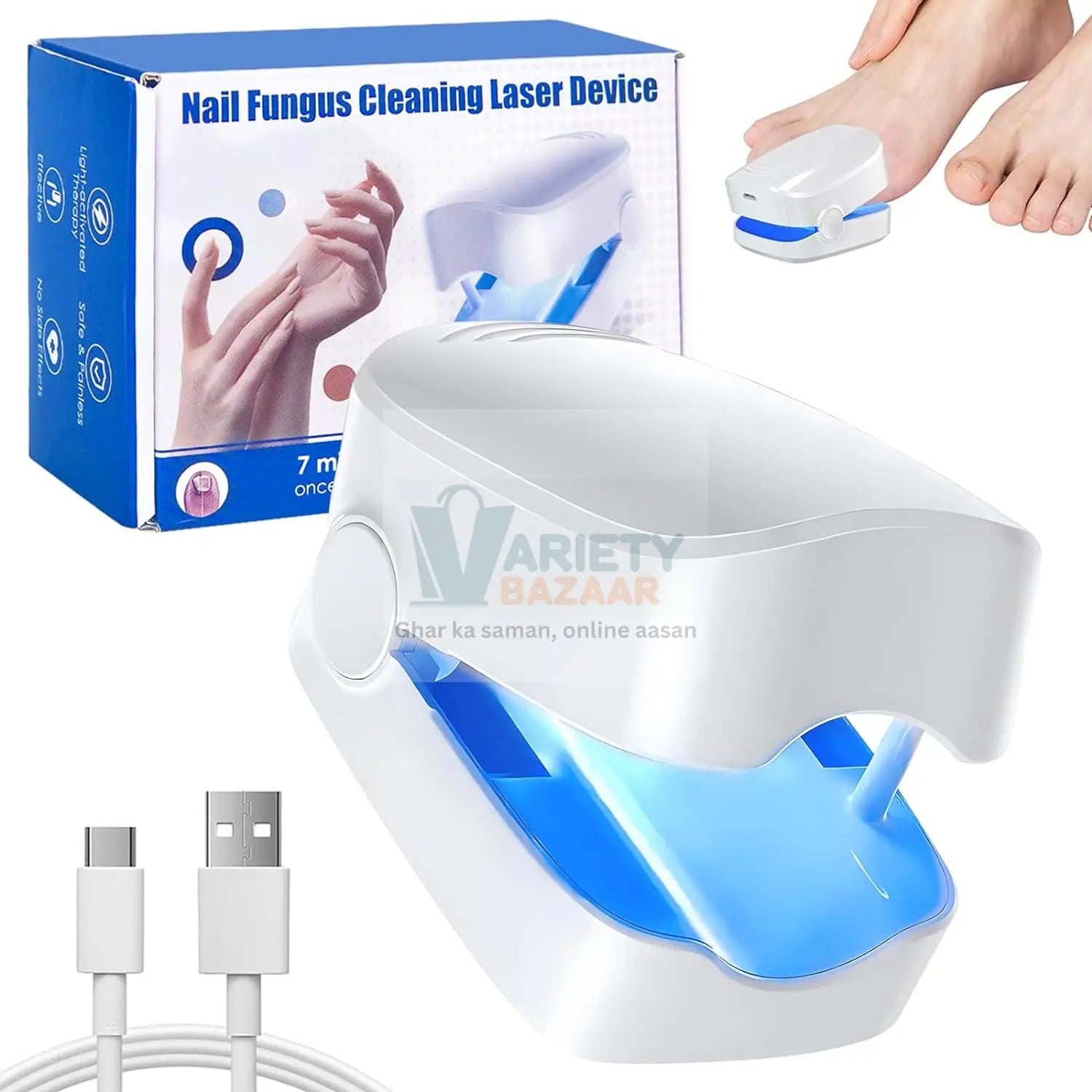 Rechargeable Nail Fungus Laser – Anti-Fungal Device for Toenails, Hands & Feet (Home Use) Variety Bazaar