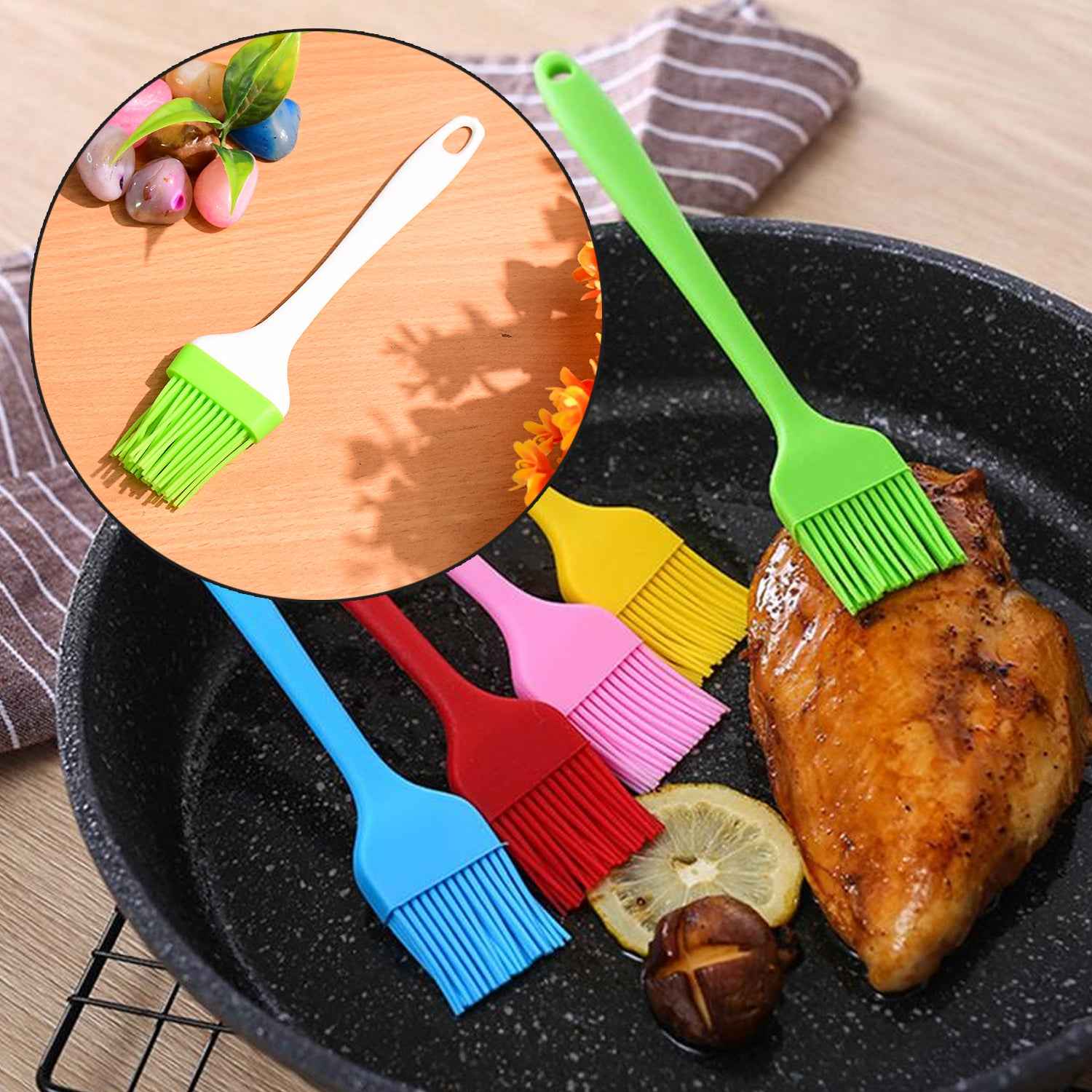 Silicone Kitchen Oil Spatula Brush With Handle Pastry Cake Brush (17 Cm 1 Pc)