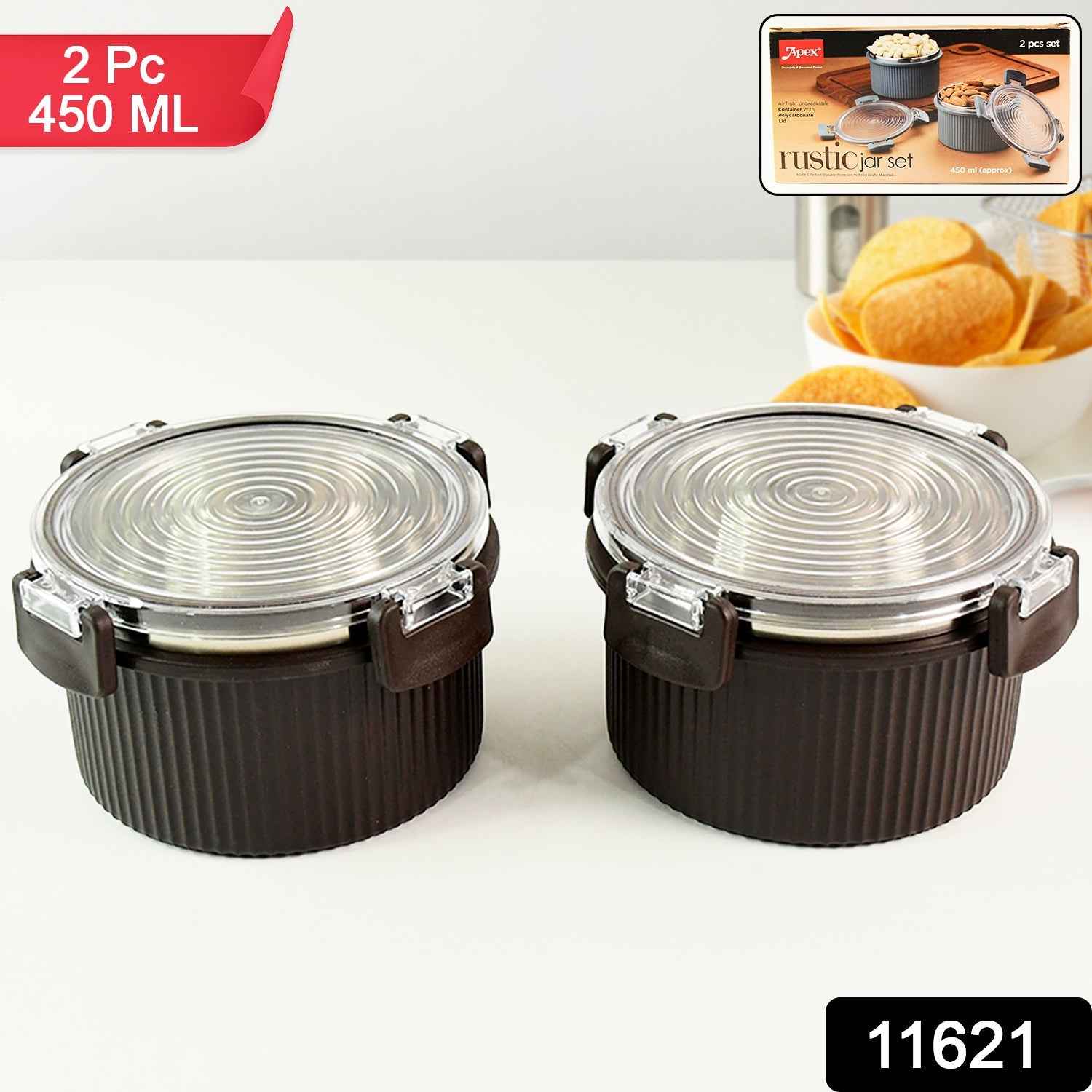 Apex Rustic Jar Set – 2 Pcs, 450ml Each Approx