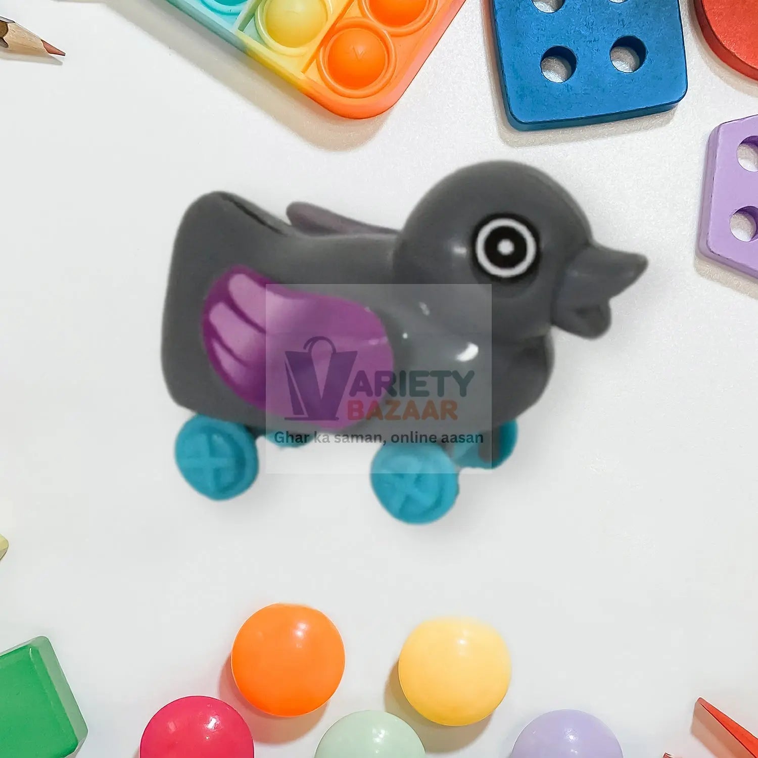 Small push back duck toy, Ejectable spring tail duck, Small DIY duck Toy travel sahayak