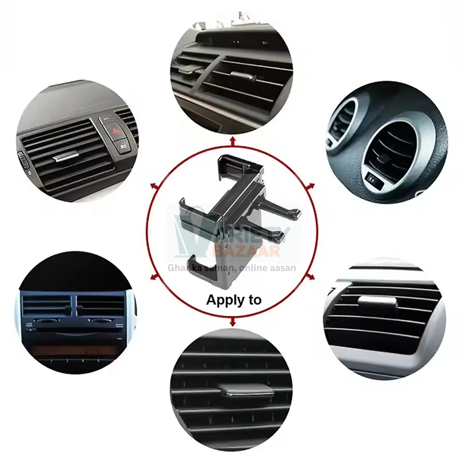 Smartphone Car Holder – Air Vent & Dashboard Bracket (1 Pc) Variety Bazaar