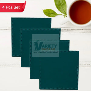 Square Tea Coaster - Dining Table Decor Accessories - Coaster for Dining Table for Hot Pots Coasters for Cups Durable and Long-Lasting, Leather Coffee Table for Home or Office Use (1 pc & 4 pc) Travel Sahayak