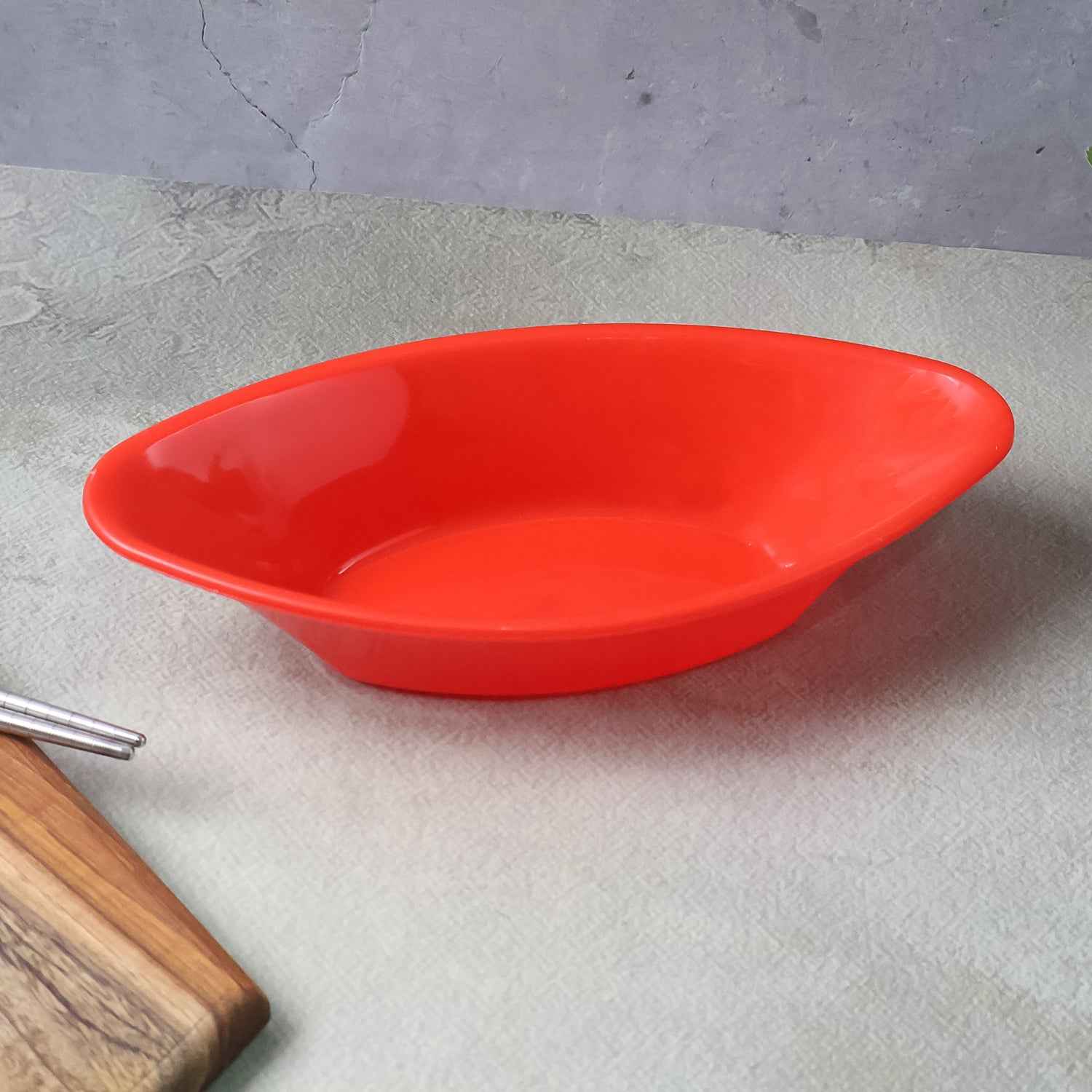 Plastic Marin Serving Bowl Elegant Oval Deep Bowl (1 Pc Red)
