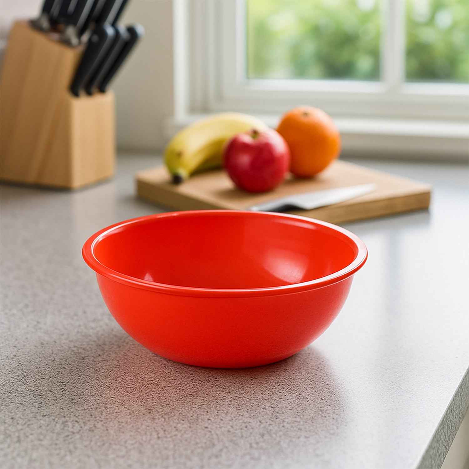 Plastic 6 Inch Red Round Deep Serving Bowl (1 Pc)