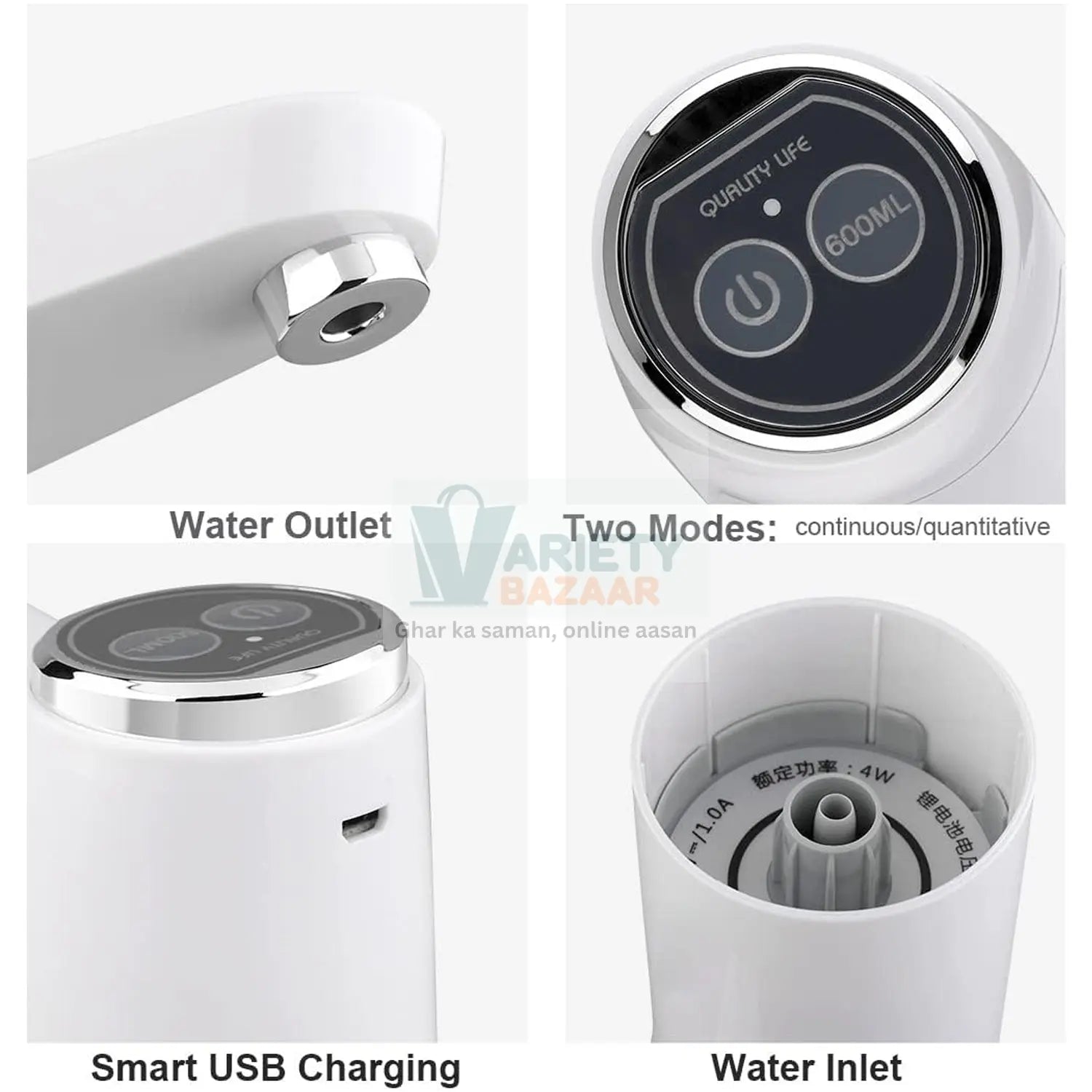 USB Electric Water Dispenser Pump, Portable Bottle Pump for Home & Travel Use Variety Bazaar