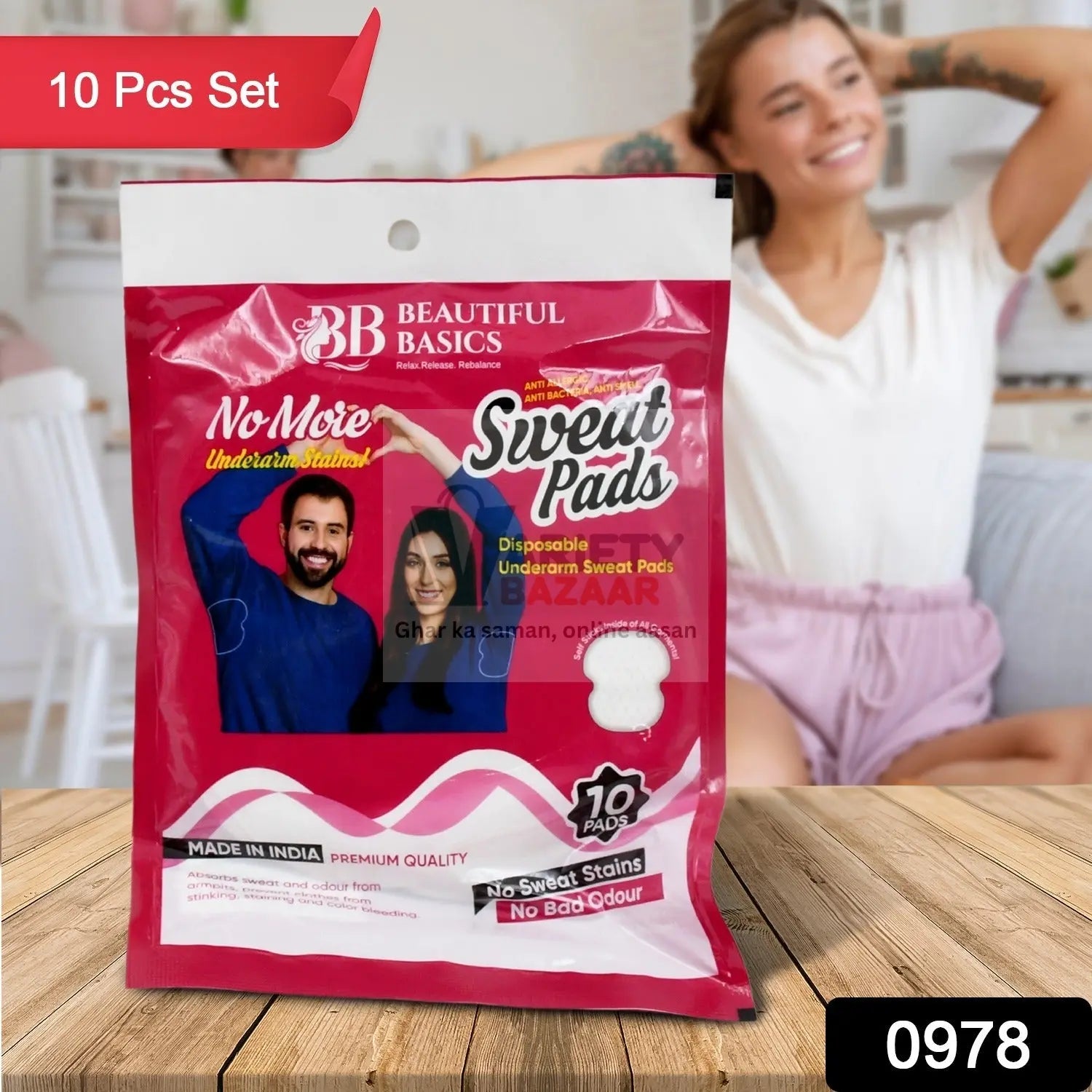 Underarms Sweat Pads Disposable Highly Absorbent Pads Cotton Anti-Allergic Anti Bacteria Anti Smell Underarm Perspiration Pad For Men And Women (Pack of 10) Variety Bazaar