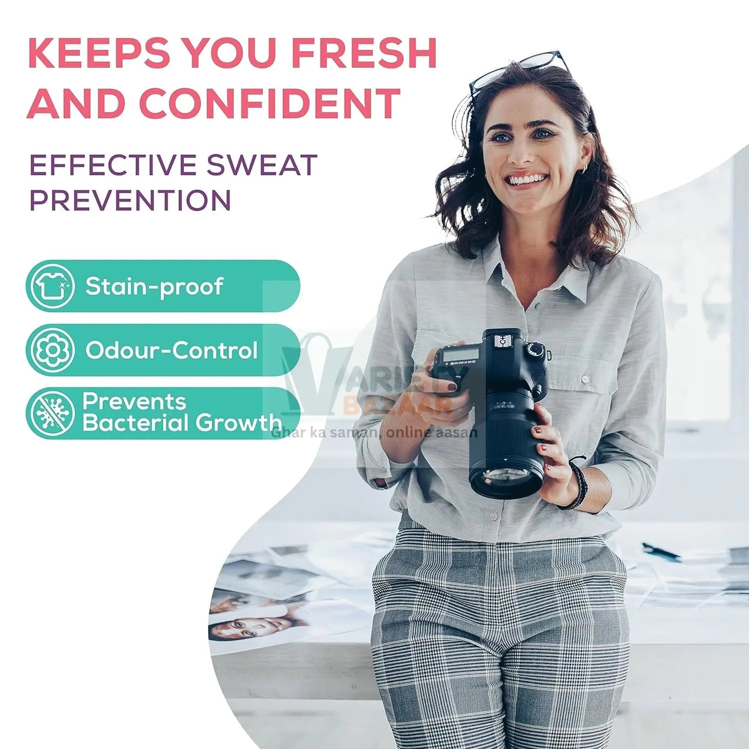 Underarms Sweat Pads Disposable Highly Absorbent Pads Cotton Anti-Allergic Anti Bacteria Anti Smell Underarm Perspiration Pad For Men And Women (Pack of 10) Variety Bazaar