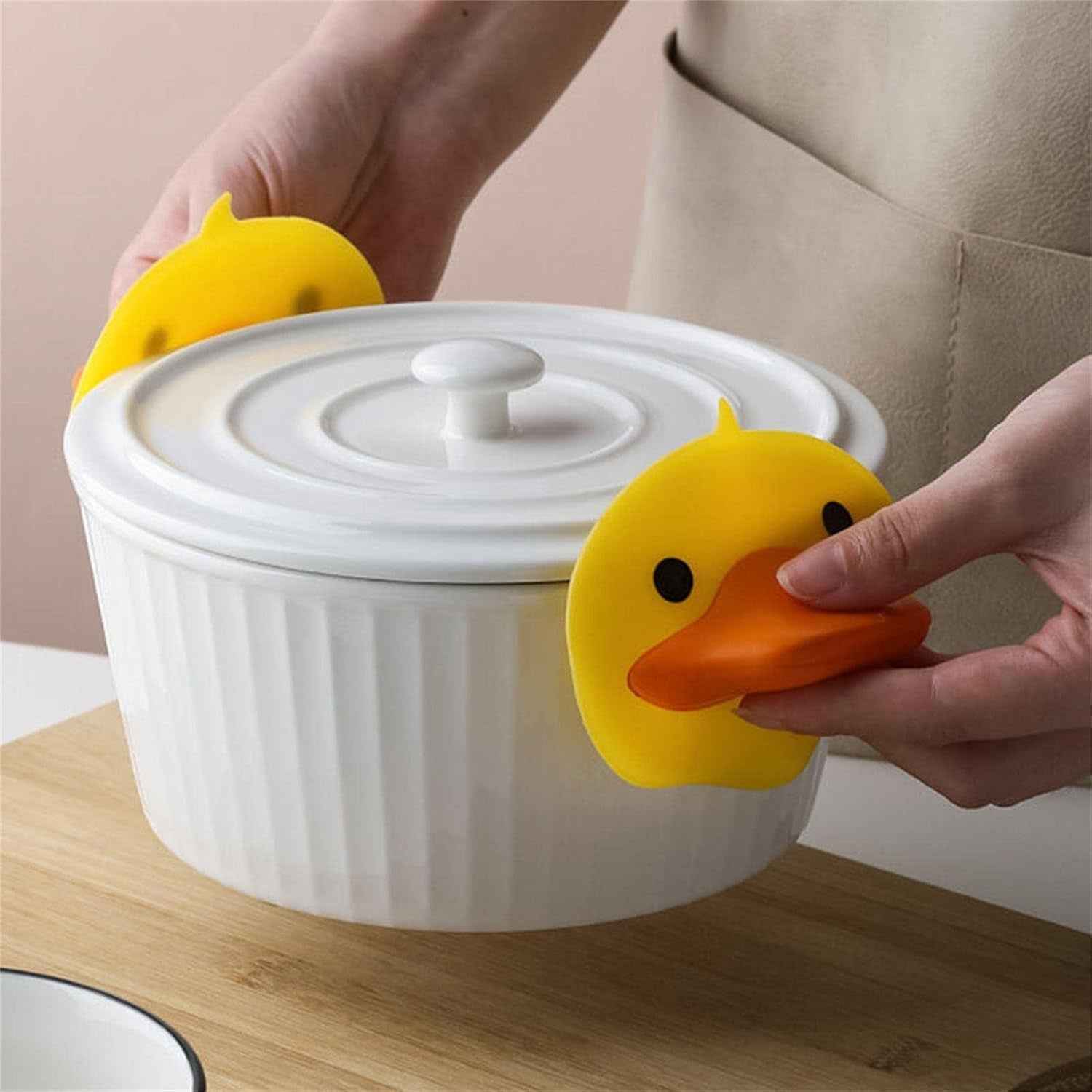 Cute Duck Shape Silicone Hot Pot Holder (2 Pc)