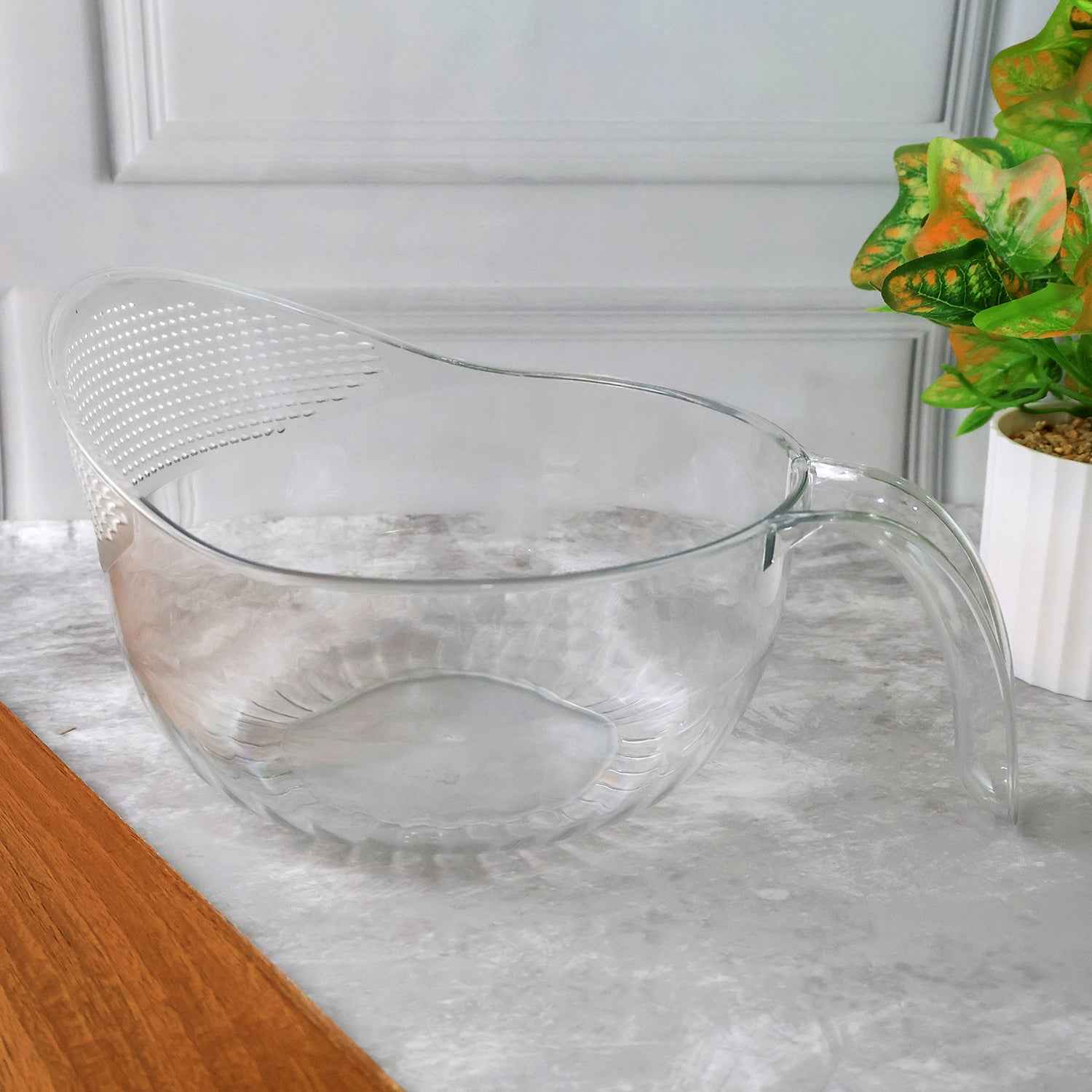 Supermom Multipurpose Transparent Plastic Bowl Basket With Handle (1 Pc)