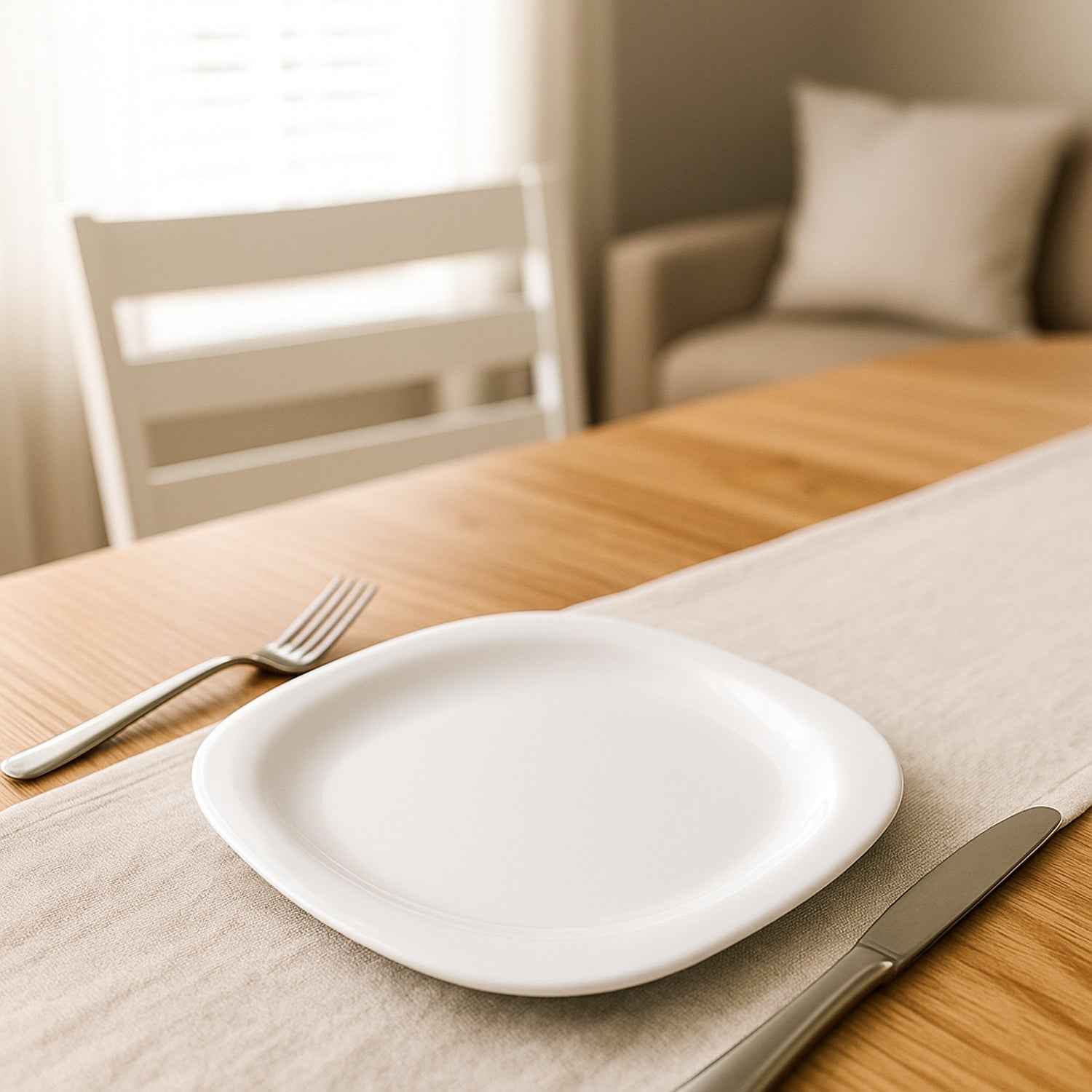 Plastic Square Dinner Serving Plate 20 Cm (1 Pc)