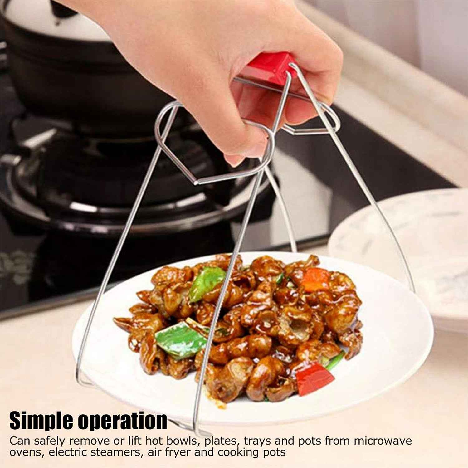 Heavy-duty Stainless Steel Kitchen Dish Plate Bowl Vessel Gripper Tong (1 Pc)