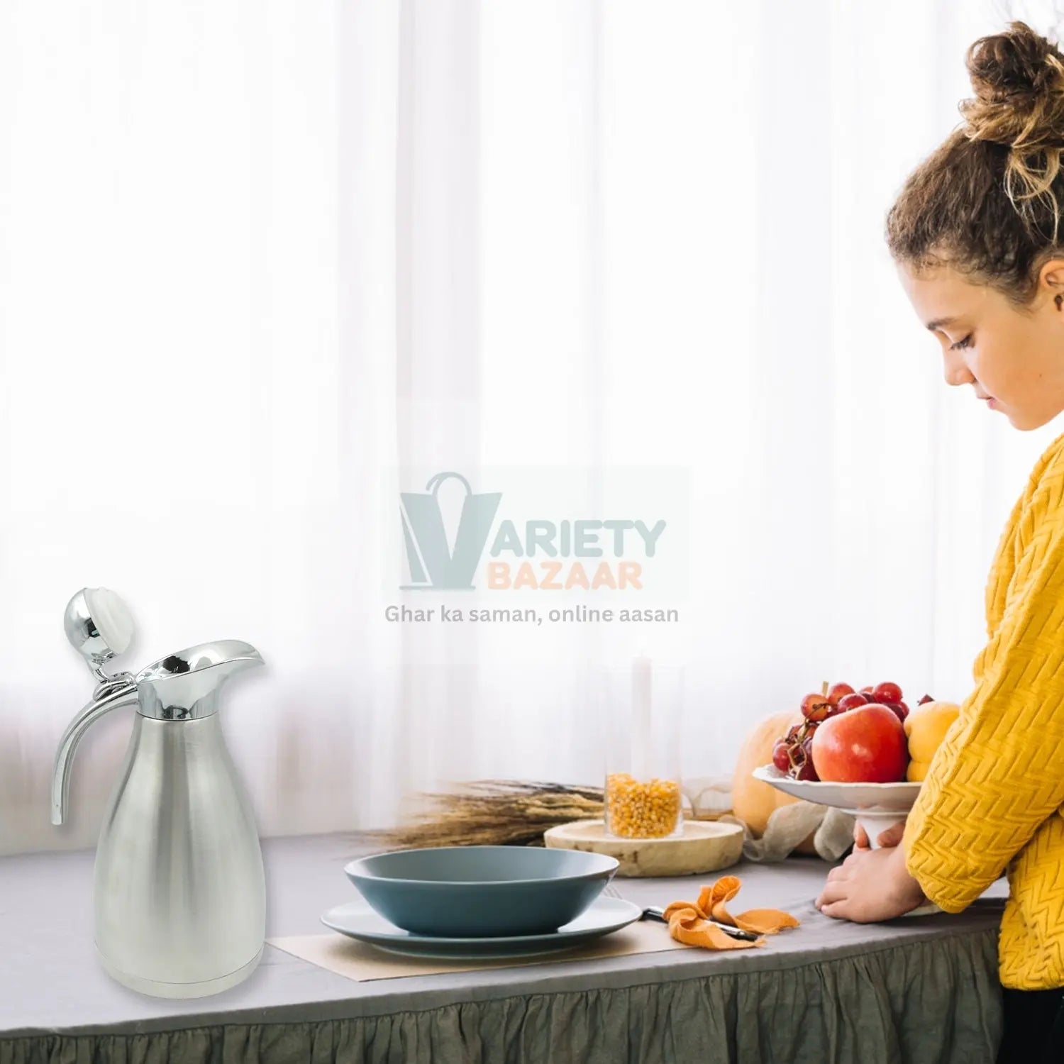 Vacuum Insulated Kettle Jug, Vacuum Insulated Thermos Kettle Jug Insulated Vacuum Flask, Vacuum Kettle Jug Stainless Steel For Milk, Tea, Beverage Home Office Travel Coffee (2.5 LTR, 1.5 LTR, 2 LTR) (1Pc) Travel Sahayak