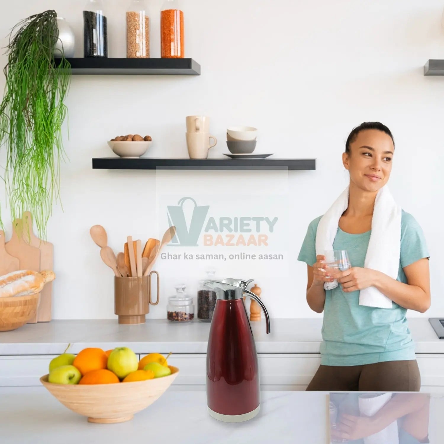 Vacuum Insulated Kettle Jug, Vacuum Insulated Thermos Kettle Jug Insulated Vacuum Flask, Vacuum Kettle Jug Stainless Steel For Milk, Tea, Beverage Home Office Travel Coffee (2.5 LTR, 1.5 LTR, 2 LTR) (1Pc) Travel Sahayak