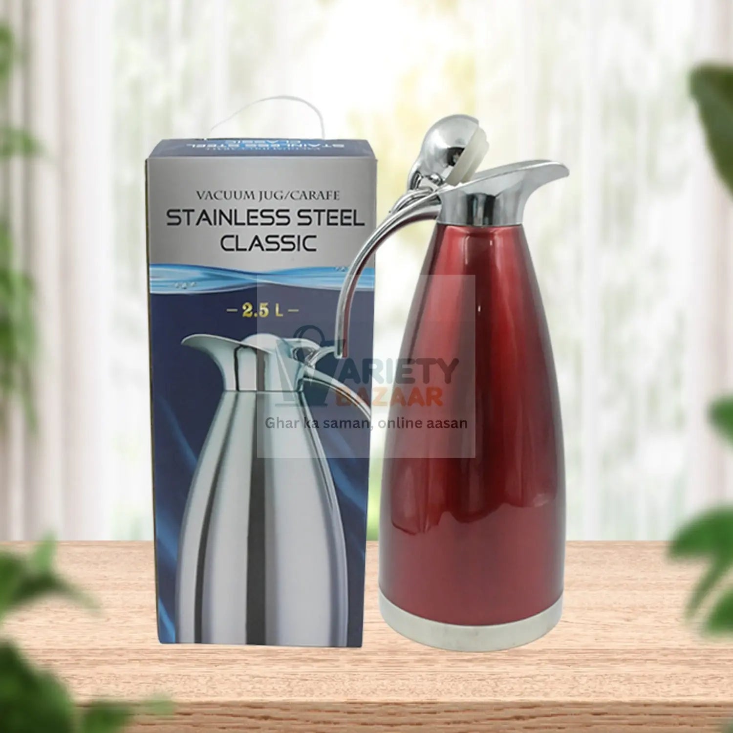 Vacuum Insulated Kettle Jug, Vacuum Insulated Thermos Kettle Jug Insulated Vacuum Flask, Vacuum Kettle Jug Stainless Steel For Milk, Tea, Beverage Home Office Travel Coffee (2.5 LTR, 1.5 LTR, 2 LTR) (1Pc) Travel Sahayak