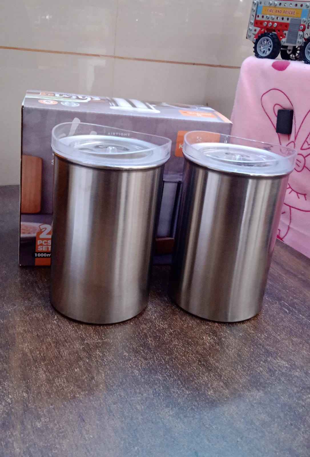 Multipurpose Stainless Steel Airtight Containers With See Through Lid (2 Pc Set 1000 Ml)