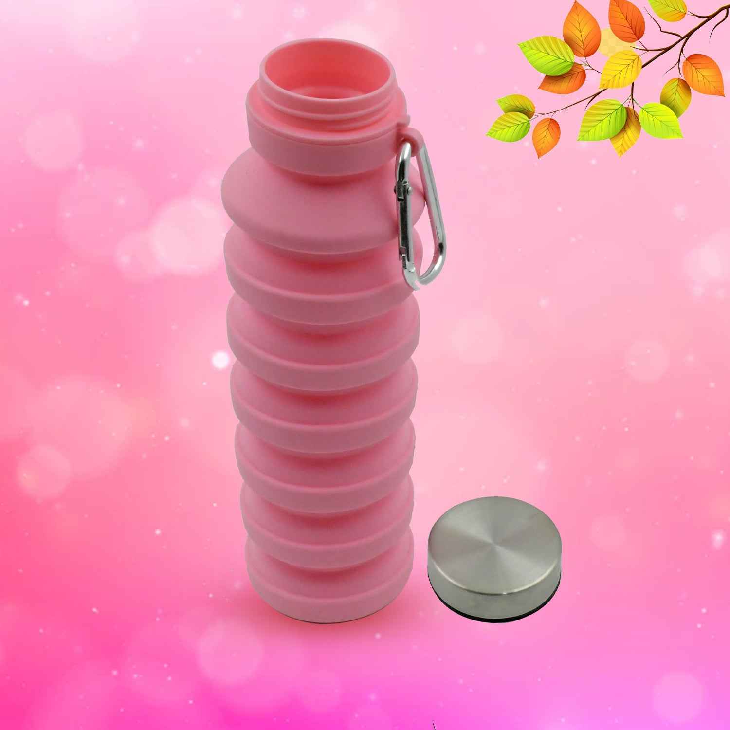 Foldable Water Bottle Silicone Leak Proof Portable Sports Travel Water Bottle For Outdoor Gym Hiking (1 Pc 24 Cm Foldable)