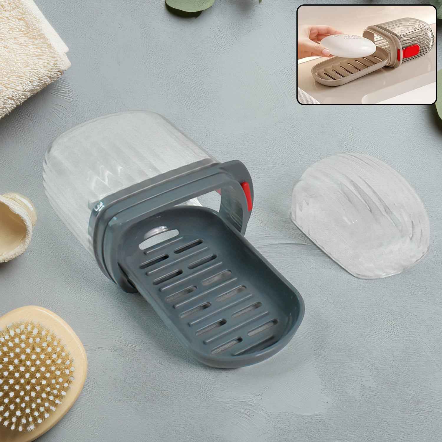 Multipurpose Soap Box Holder With Transparent Dust-proof Lid Sabudani (1 Pc)