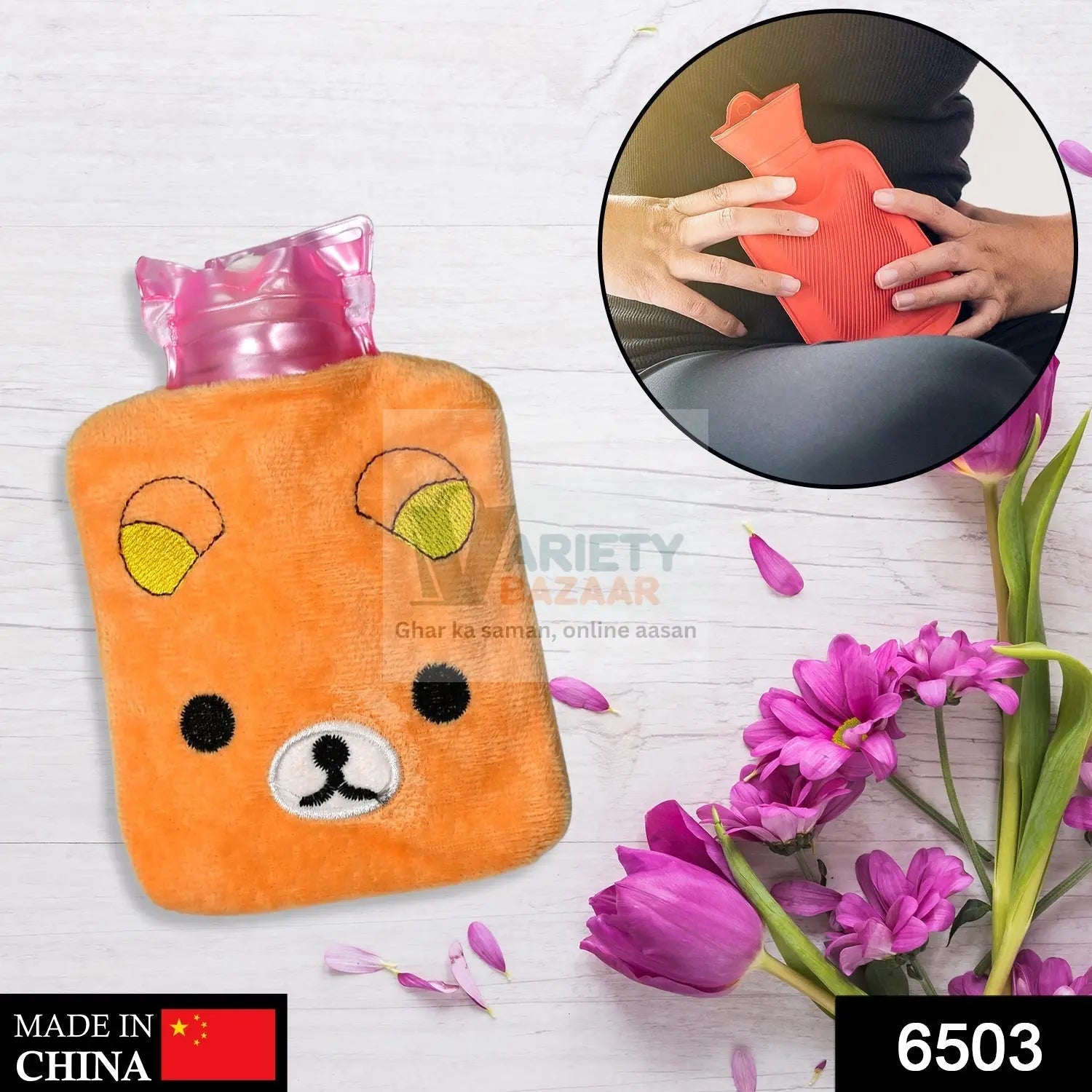 Warm Hug from a Panda: Orange Panda Hot Water Bottle for Pain Relief Travel Sahayak
