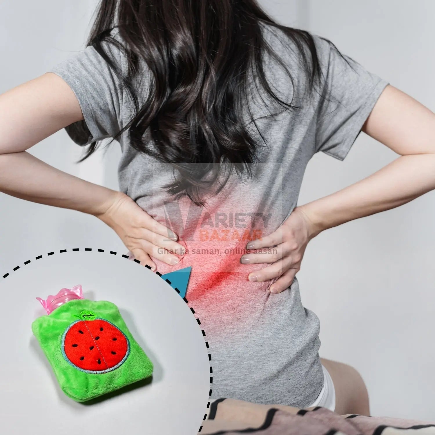 Watermelon small Hot Water Bag with Cover for Pain Relief, Neck, Shoulder Pain and Hand, Feet Warmer, Menstrual Cramps. travel sahayak
