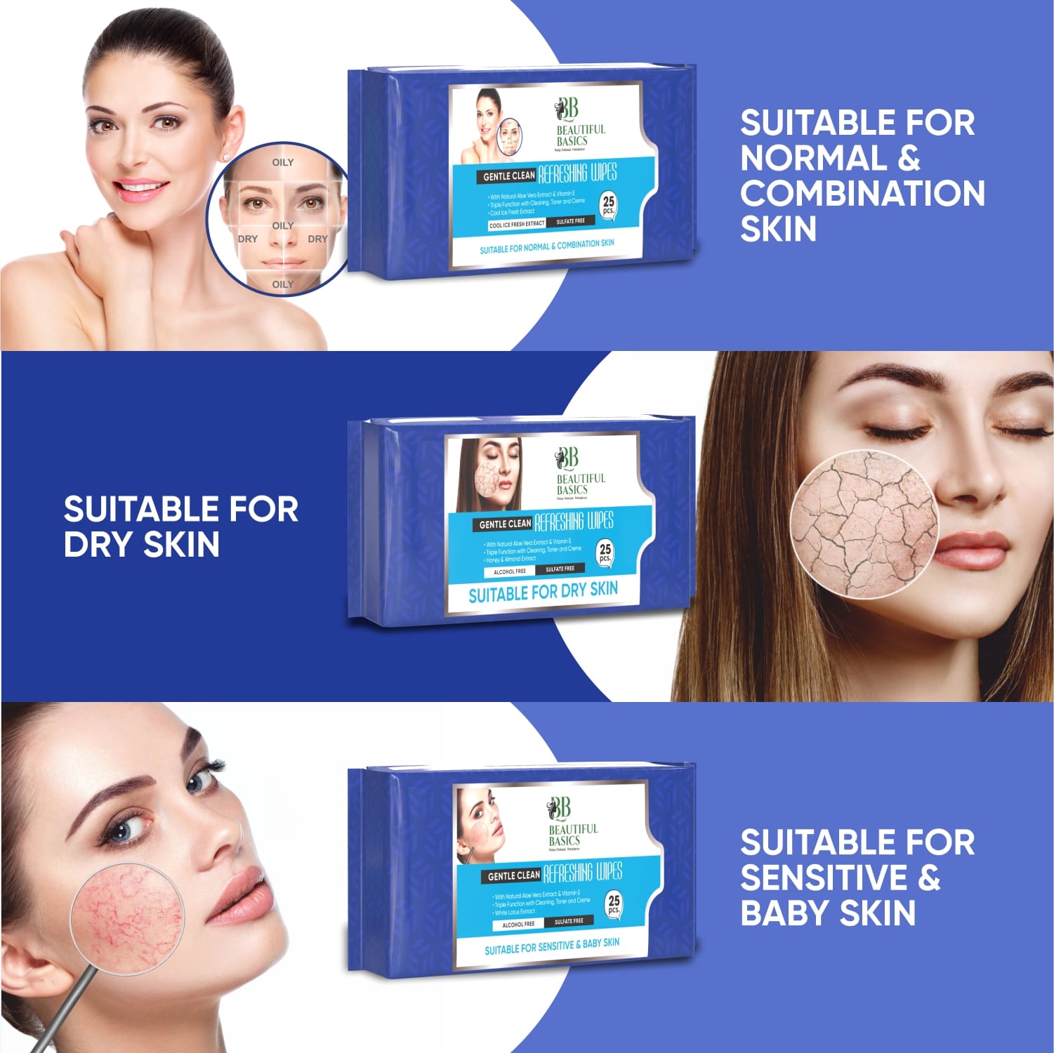 Refreshing Wet Wipes for Face | Facial Cleansing | Refreshing & Skin Hydration| Soothing for skin | pH Balance & Alcohol Free | Nourishing with Fruit extract | 25 Wipes Variety Bazaar