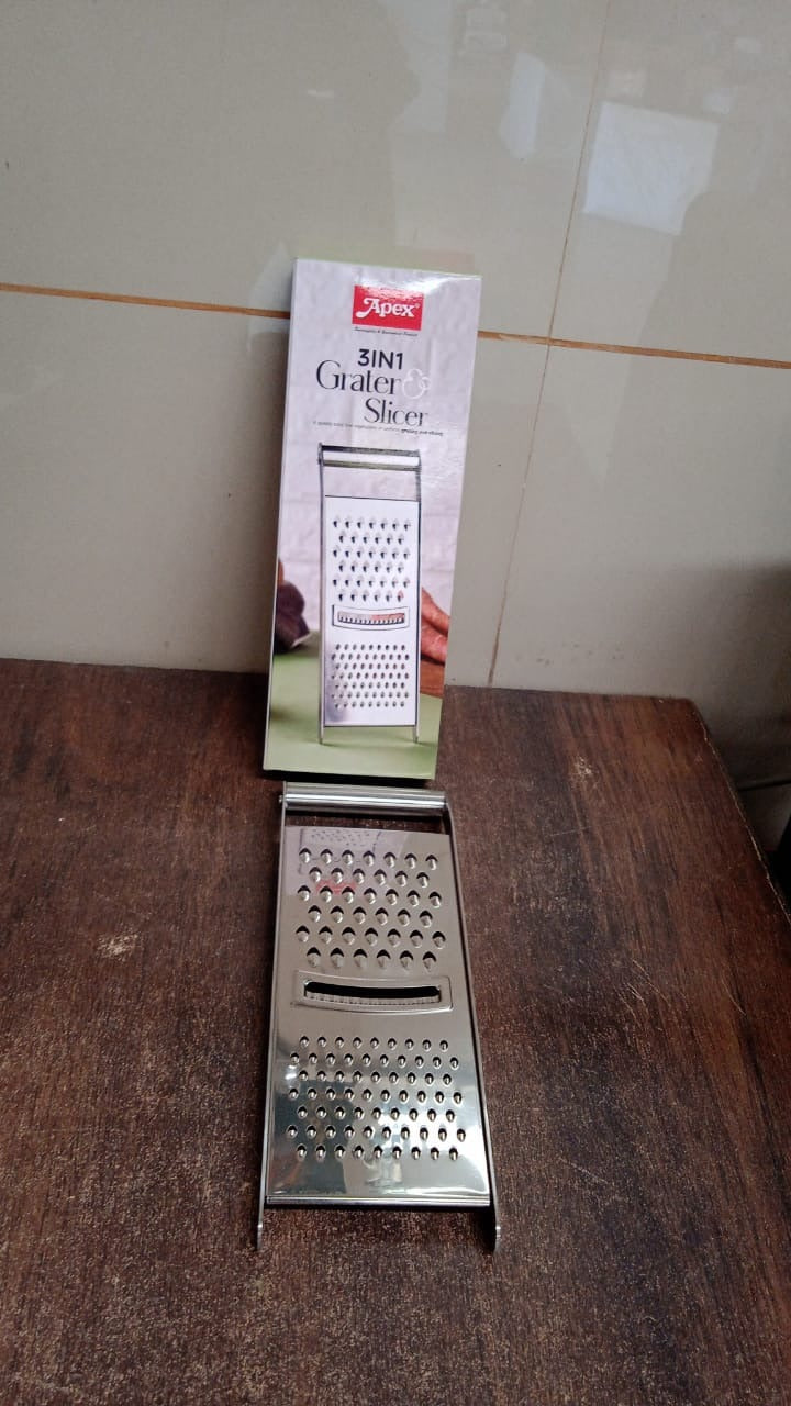 Apex Stainless Steel Grater & Slicer (3 in 1) Variety Bazaar