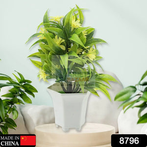 Wild Artificial Flower Plants with Cute Pot | Flower Plant for Home Office Decor | Tabletop and Desk Decoration | Artificial Flower for Balcony Indoor Decor, Plants for Living Room (1 Pc) Travel Sahayak