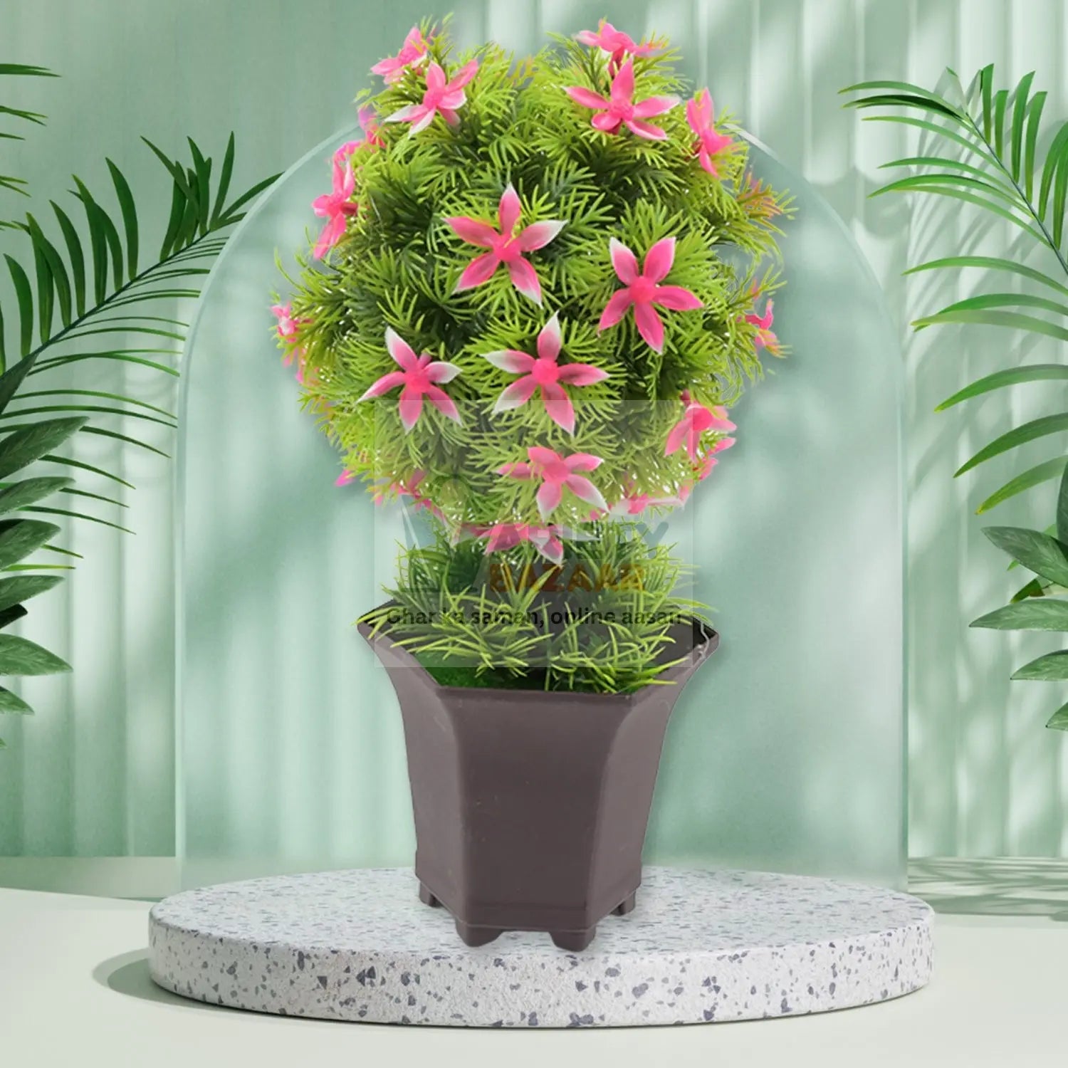 Wild Artificial Flower Plants with Cute Pot | Flower Plant for Home Office Decor | Tabletop and Desk Decoration | Artificial Flower for Balcony Indoor Decor, Plants for Living Room (1 Pc) Travel Sahayak