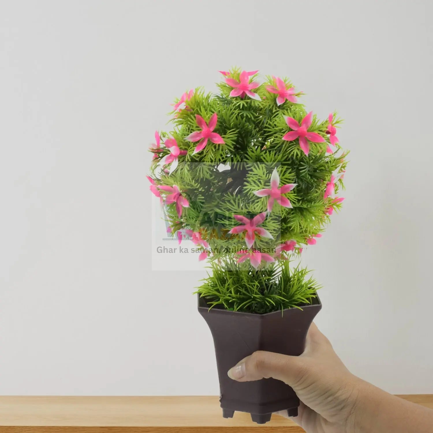 Wild Artificial Flower Plants with Cute Pot | Flower Plant for Home Office Decor | Tabletop and Desk Decoration | Artificial Flower for Balcony Indoor Decor, Plants for Living Room (1 Pc) Travel Sahayak