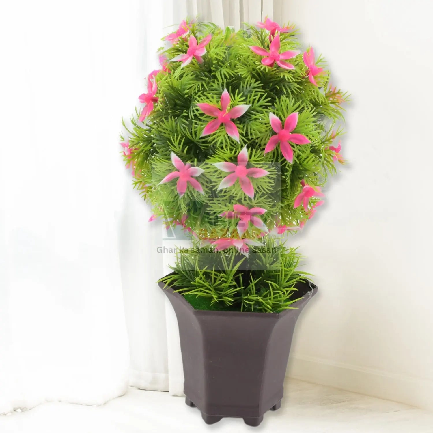 Wild Artificial Flower Plants with Cute Pot | Flower Plant for Home Office Decor | Tabletop and Desk Decoration | Artificial Flower for Balcony Indoor Decor, Plants for Living Room (1 Pc) Travel Sahayak