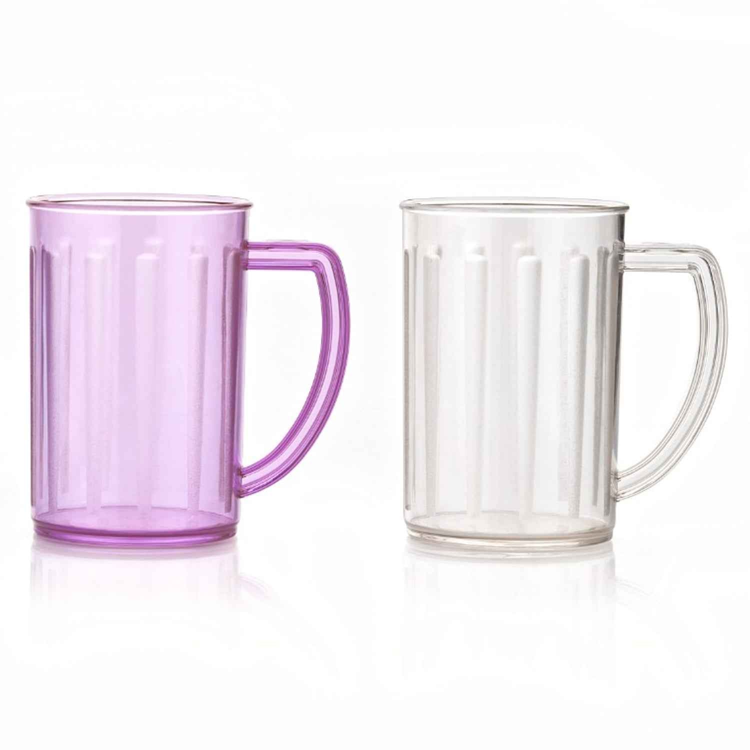 5579 Stylish Juice Glass With Handle Water Glass Beer Glass Milk Shake Glass Multipurpose Glass Plastic Beer Mug Unbreakable Beer Tasting Glasses Clear Juice Glasses Suitable For Kids (2 Pc)