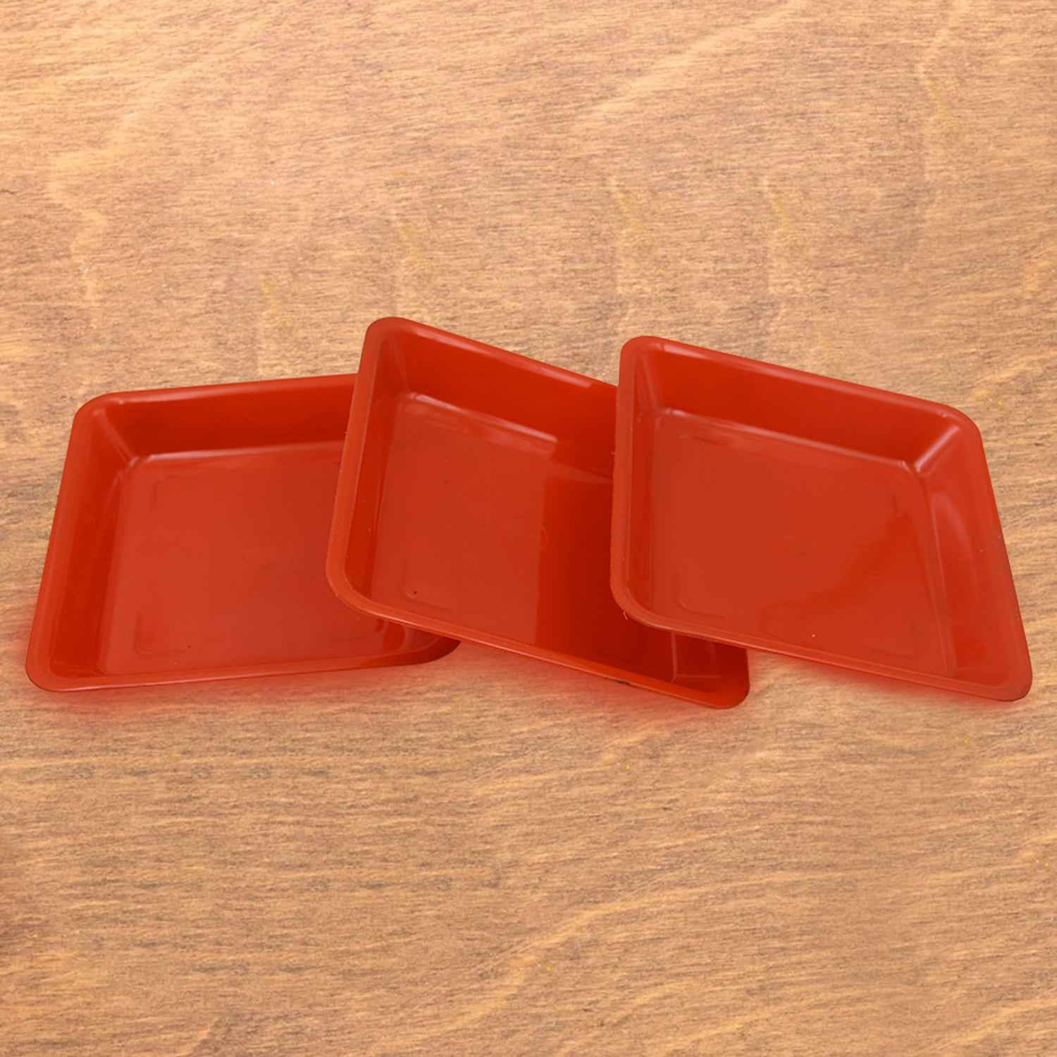 5563 Square Plastic Halwa Dinner Plate Snacks Breakfast Restaurant Serving Trays Home School Coffee Hotel Kitchen Office (3 Pcs Set)