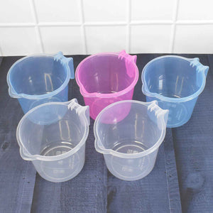 Plastic Round Transparent Bath Water Mug (5 Pc Mix Colour 1200 Ml)