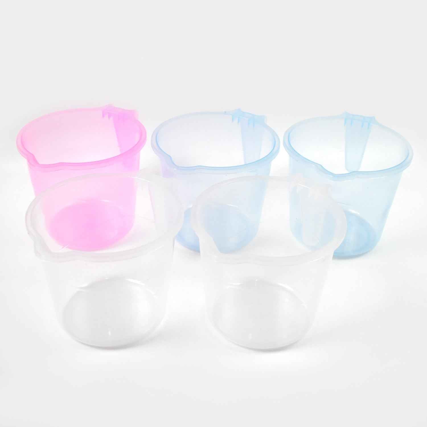 Plastic Round Transparent Bath Water Mug (5 Pc Mix Colour 1200 Ml)