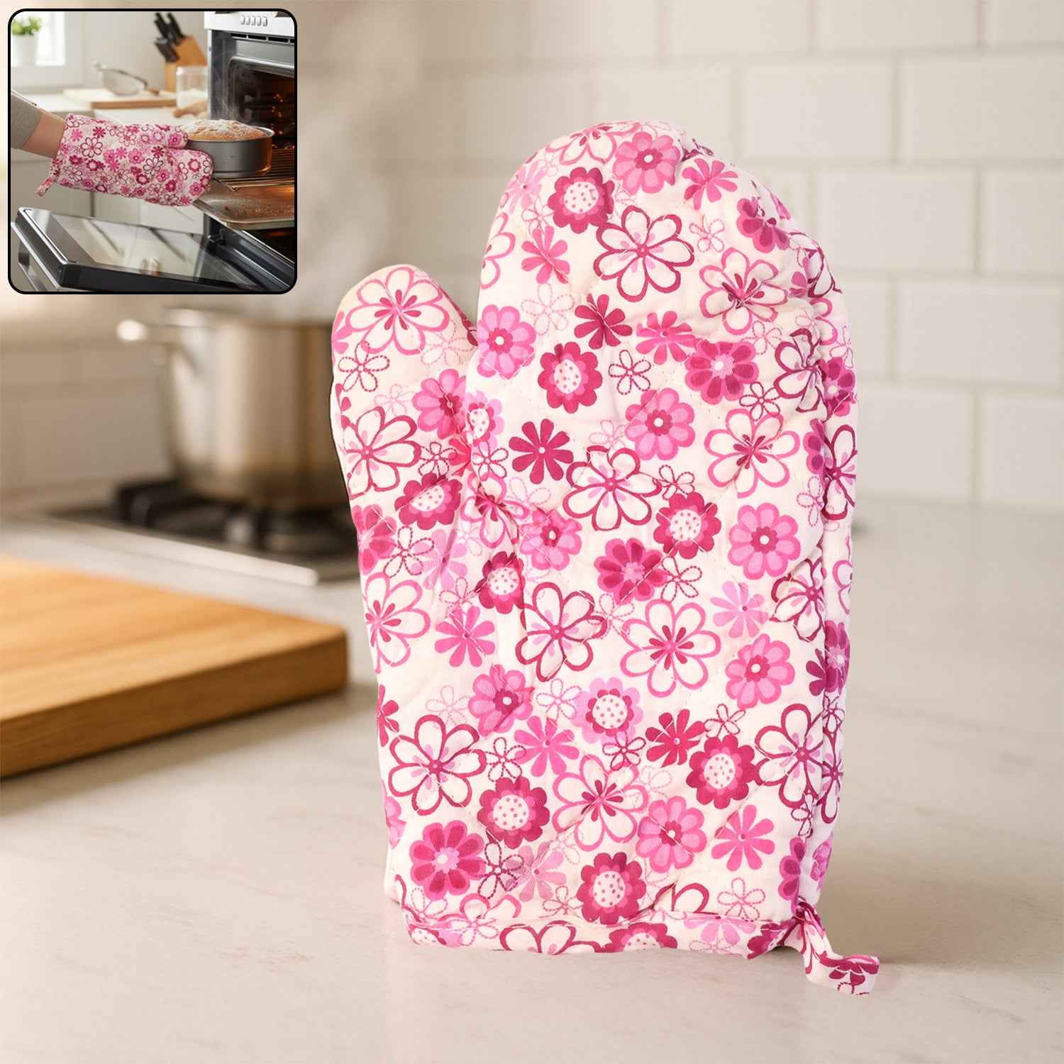 2929 Designer Multicoloured Oven Mitt And Pot Holder (24 Cm)
