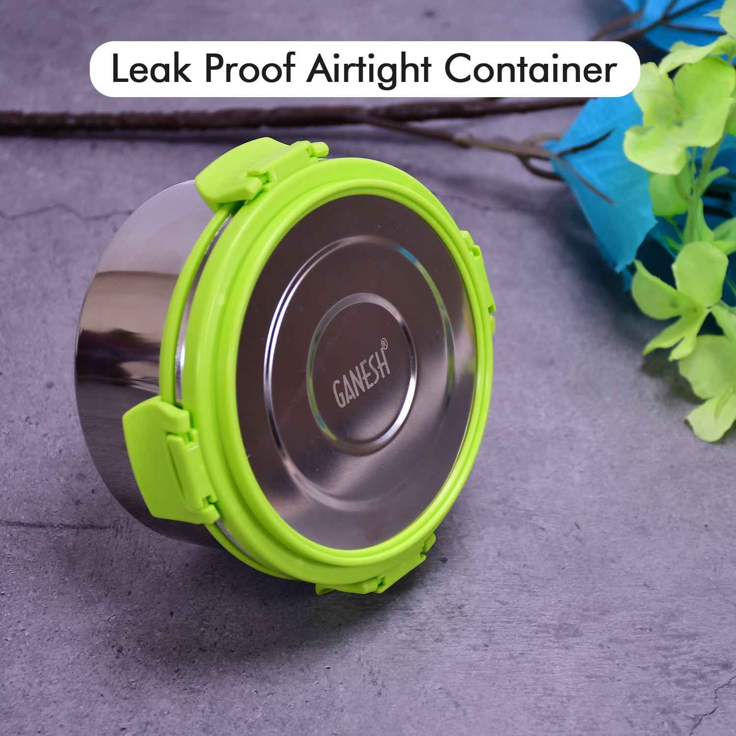 8139 Ganesh Solo Round 400 Stainless Steel Leak Proof Airtight Lunch Pack For Office School Use