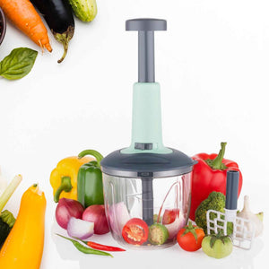 5368 1100 Ml 2 In 1 Push Up Chopper With Blender Affixed With 6 Sharp Blade Vegetable And Fruit Cutter With Easy Push And Chop Button