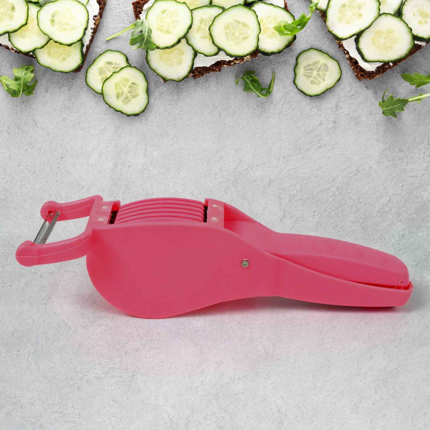 Plastic 2 In 1 Vegetable Fruit Multi Cutter 5 Blade Vegetable Cutter With Peeler (1 Pc Multicolor)