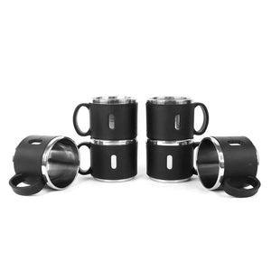 Apex Premium Stainless Steel Double Wall Coffee Mug Gift Set (6 Pc 150 Ml)