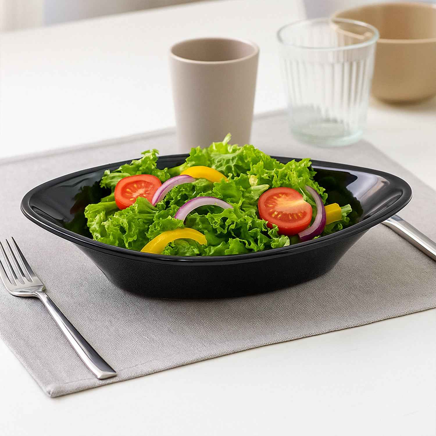 Plastic Marin Serving Bowl Elegant Oval Deep Bowl (1 Pc Balck)