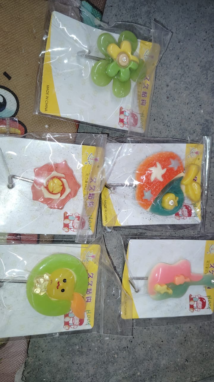 Multipurpose Strong Hook Self-Adhesive hooks (1 Pc / Mix Design) Variety Bazaar