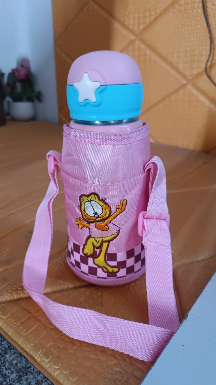 Thermos steel Double Wall Vacuum Bottle With Cover & Strap 600ml Approx Variety Bazaar