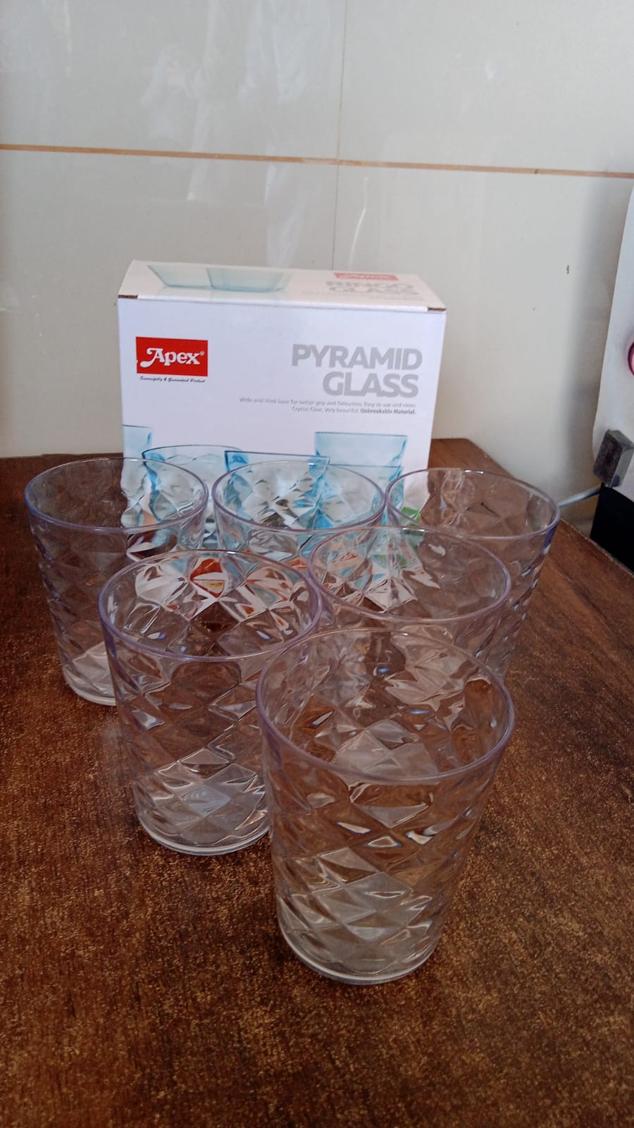Apex Pyramid Design Unbreakable Plastic Glass – 300 ML Variety Bazaar
