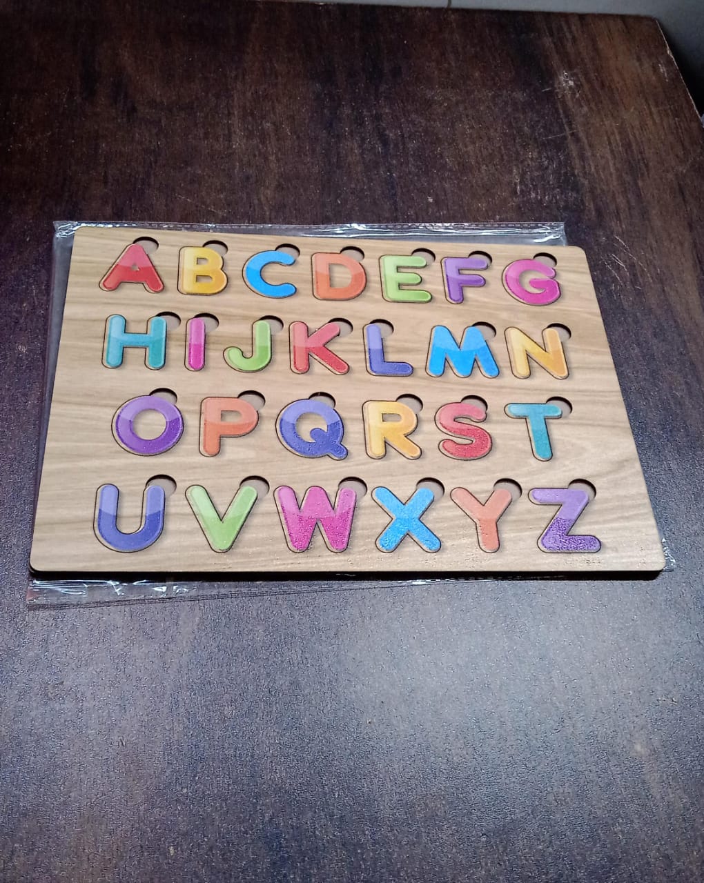 Wooden Puzzle Board ABC Letters Shapes Educational Learning Toys (1 Set) Variety Bazaar