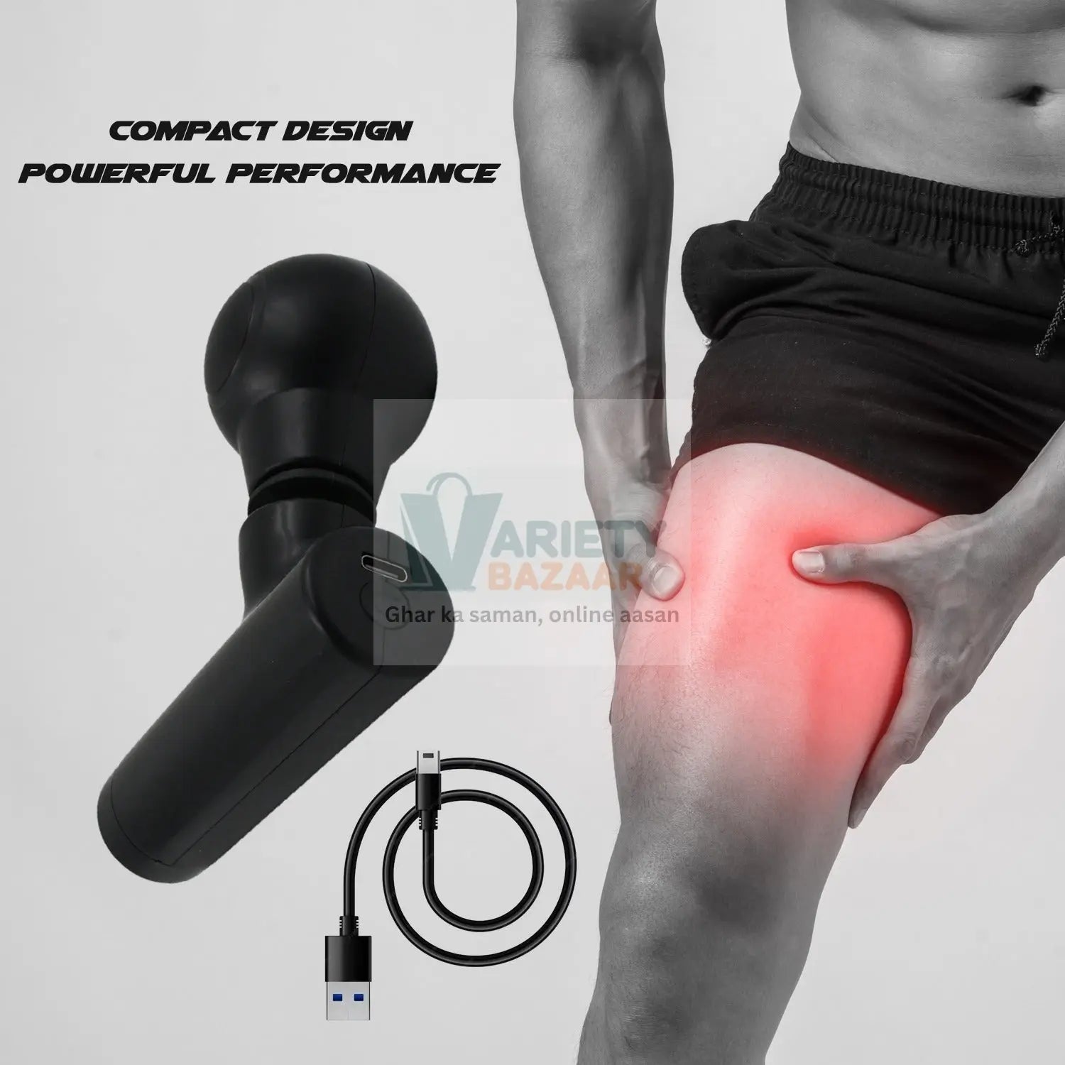 12673 Black Mini Pocket Size Massager, Full Body Massager, Cordless One Button Operation for Body Pain & Relaxation Travel Sahayak