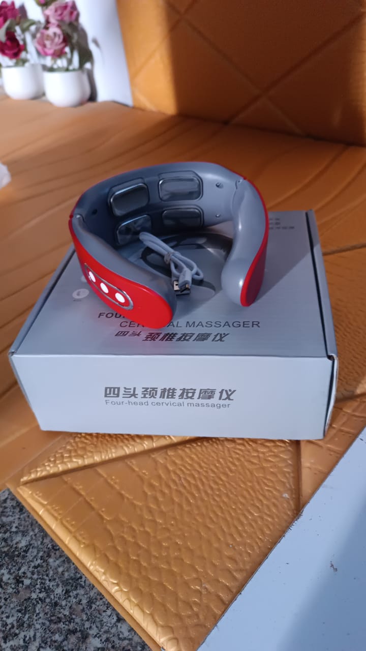 4 Heads Smart Electric Neck and Back Pulse Massager (1 Pc / Mix Design) Variety Bazaar