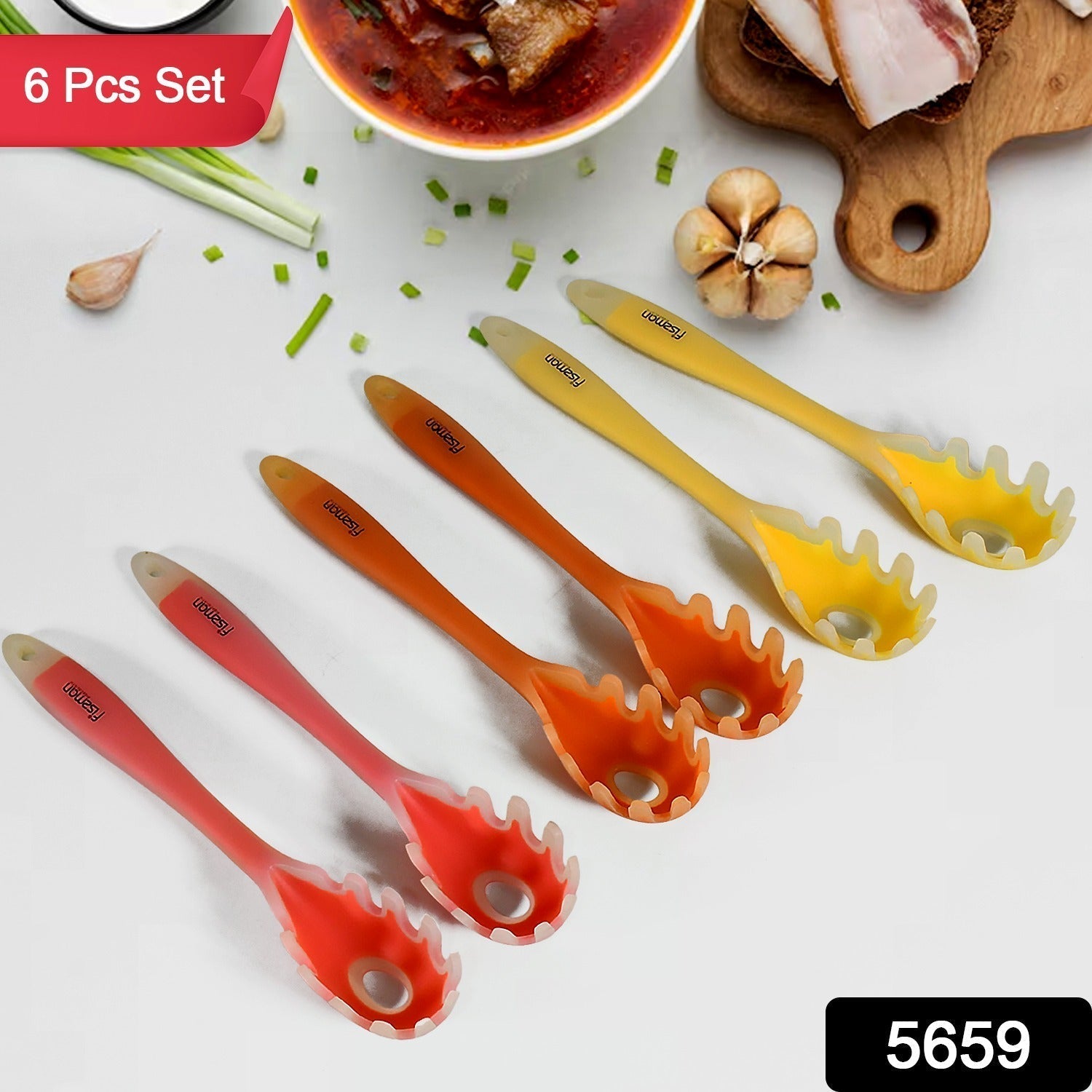 Silicone Kitchen Utensil Set - 6-Piece Heat-Resistant Non-Stick Cooking Spoons Variety Bazaar