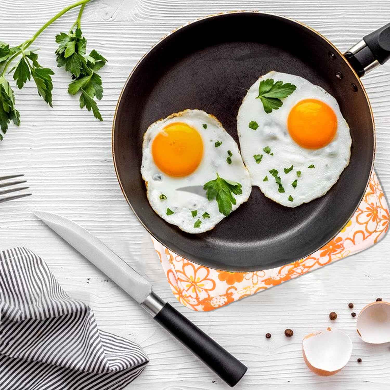 Kitchen Heat Resistant Quilted Pot Holder Oven Mitt Pad (1 Pc 16x16 Cm)